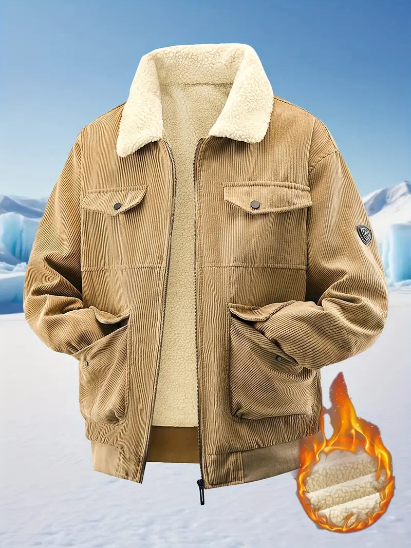 MonoSky Men’s Heritage Corduroy Winter Jacket – Warm Outerwear
