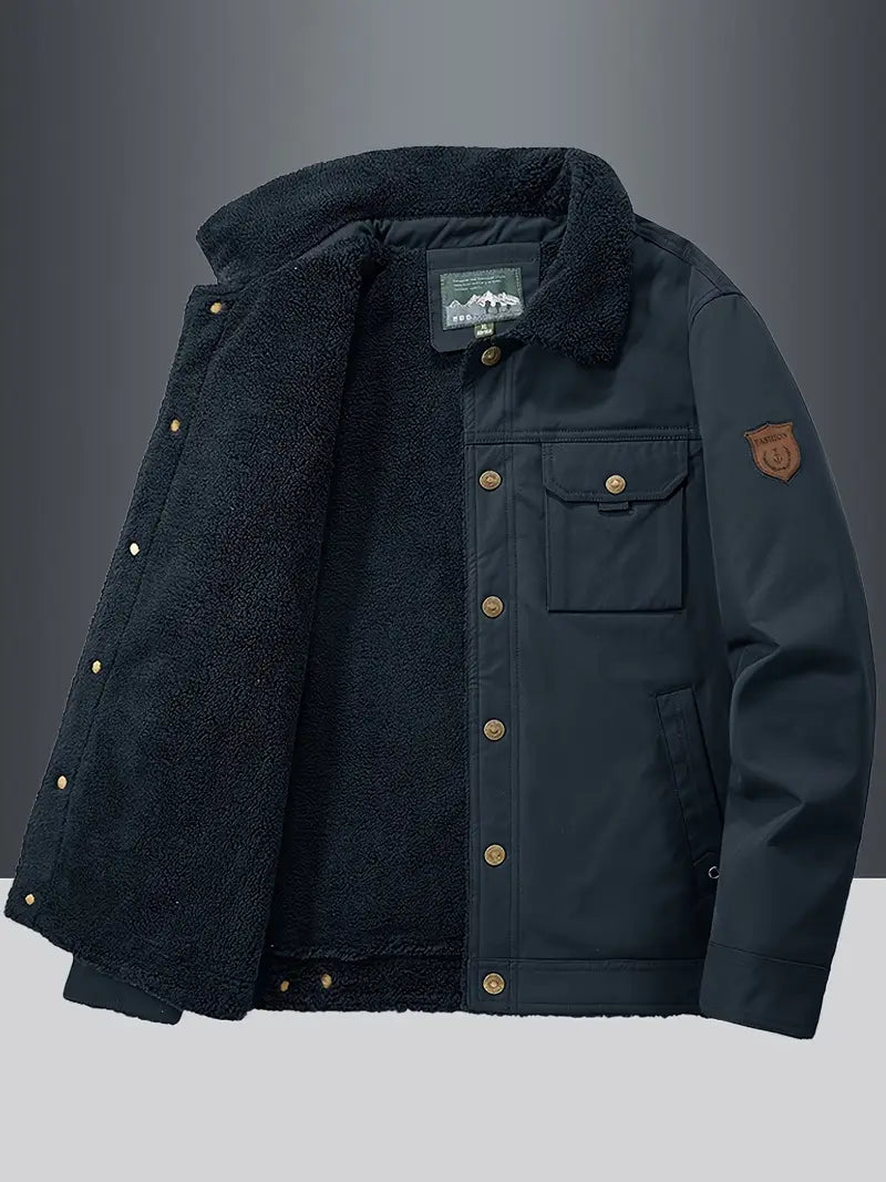 Men’s Heavy-Duty Blue Winter Jacket – Thermal Insulated Design