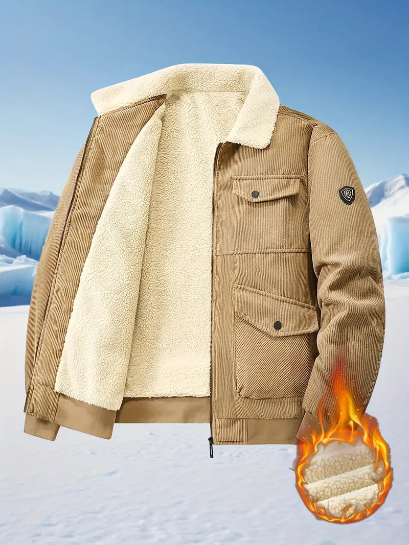 MonoSky Men’s Heritage Corduroy Winter Jacket – Warm Outerwear