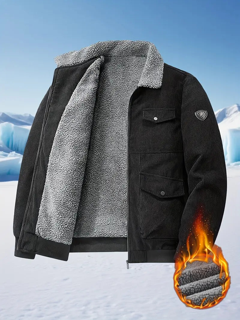 MonoSky Men’s Heritage Corduroy Winter Jacket – Warm Outerwear